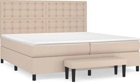 vidaXL Κρεβάτι Boxspring με Στρώμα Καπουτσίνο 200x200εκ.από Συνθ.Δέρμα