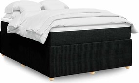 vidaXL Κρεβάτι Boxspring με Στρώμα Μαύρο 140x190 εκ. Υφασμάτινο