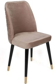 Καρέκλα Hugo (Σετ 2Τμχ) 974NMB1668 50x49x90cm Black-Beige Μέταλλο,Βελούδο,Ξύλο