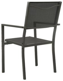 Καρέκλες Κήπου 2 Tεμ. Μαύρο και Ανθρακί από Textilene &amp; Ατσάλι - Μαύρο