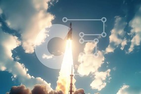 Intra Συλλεκτικό Ξύλινο Παζλ Plywood 4mm - Εκτόξευση πυραύλων με σύννεφα στον ουρανό Σε Ξύλινο Κουτί - Διαστάσεις Puzzle: 10x10 cm – 25 κομμάτια