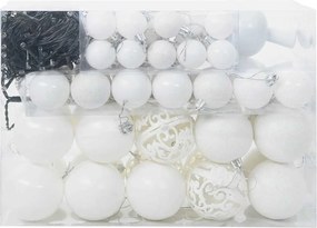 vidaXL Σετ Χριστουγεννιάτικων Στρογγυλών Μπαλίτσων 61 pcs Λευκό