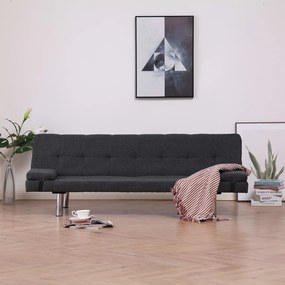 282184 vidaXL Καναπές - Κρεβάτι με Δύο Μαξιλάρια Σκούρο Γκρι από Πολυεστέρα Γκρι, 1 Τεμάχιο