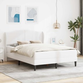 vidaXL Σκελετός Κρεβατιού με κεφαλάρι Λευκό 140 x 190 cm Τεχνητό Δέρμα