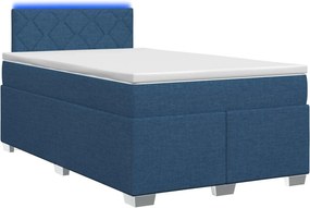 vidaXL Κρεβάτι Box Spring με Στρώμα και LED Μπλε 120 x 190 cm Ύφασμα