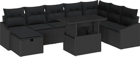 vidaXL Σετ Καναπέ Κήπου 9 pcs Μαύρο συνθετικό ρατάν