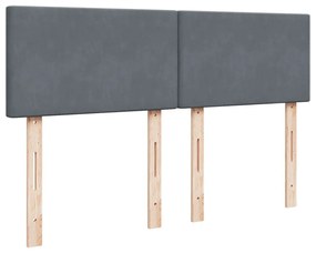 Κρεβάτι Boxspring με Στρώμα Σκούρο Γκρι 160x200 εκ. Βελούδινο - Γκρι