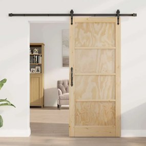 vidaXL Συρόμενη Πόρτα Καφέ 86 x 198.5 cm Μασίφ ξύλο πεύκου