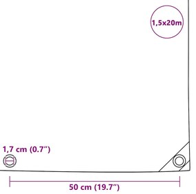 vidaXL Μουσαμάς Γκρι 1,5 x 20 μ. 650 γρ./μ.²