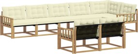 vidaXL Σειρά Καναπέ Εξωτερικού με μαξιλάρι 8 pcs Λευκό και Κρεμ
