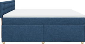 vidaXL Κρεβάτι Boxspring με Στρώμα Μπλε 200x200 εκ. Υφασμάτινο