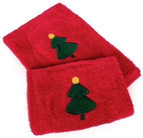 Χριστουγεννιάτικες Πετσέτες (Σετ 2τμχ) Dimcol Christmas Tree Red