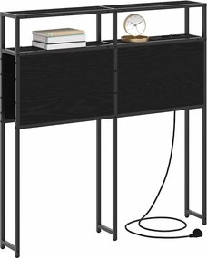 vidaXL Κεφαλάρι Αποθήκης με ράφι Μαύρη δρυς 90 cm Επεξεργασμένο ξύλο