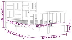 Σκελετός Κρεβατιού Χωρίς Στρώμα 120x200 εκ Μασίφ Ξύλο Πεύκου - Καφέ