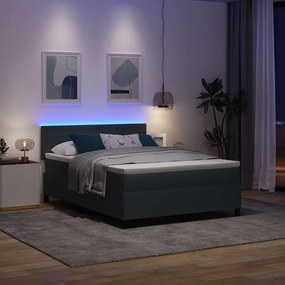 vidaXL LED Κρεβάτι με βάθρο Σκούρο Γκρι και Λευκό 140 x 200 cm