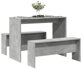 Σετ Τραπεζαρίας με Πάγκο Γκρι Σκυρ. από Επεξεργασμένο Ξύλο