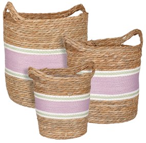 ΚΑΛΑΘΙ set/3 ΠΛΕΚΤΟ ΦΥΣΙΚΟ ΜΕ ΡΟΖ ΡΙΓΑ Lieto  lilac h33xd31cm seagrass