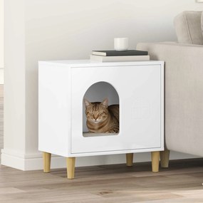 vidaXL Σπίτι Γάτας Λαμπερό Λευκό 51 x 30 x 52 εκ. Επεξεργασμένο Ξύλο