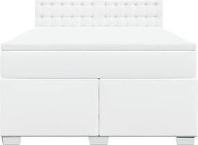 vidaXL Κρεβάτι Boxspring με Στρώμα Λευκό 140x190εκ.από Συνθετικό Δέρμα
