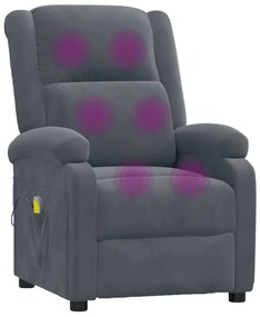 vidaXL Πολυθρόνα Μασάζ Σκούρο Γκρι Βελούδινη