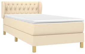 vidaXL Κρεβάτι Boxspring με Στρώμα Κρεμ 100 x 200 εκ. Υφασμάτινο