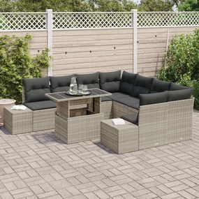 vidaXL Σετ Καναπέ Κήπου 9 pcs Μπεζ, Σκούρο Γκρι 100 x 55 x 73 εκ