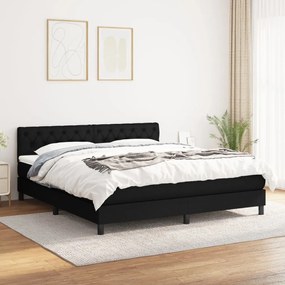 Κρεβάτι Boxspring με Στρώμα Μαύρο 160x200 εκ. Υφασμάτινο