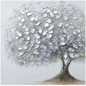 Πίνακας Καμβάς 3D Δέντρο 16-30075 80x80cm Silver-Brown Marhome Square Καμβάς