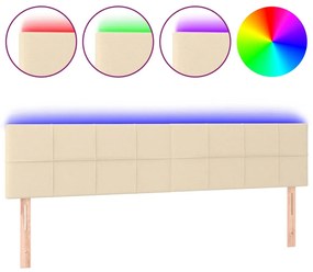 Κεφαλάρι Κρεβατιού LED Κρεμ 160x5x78/88 εκ. Υφασμάτινο 3121623