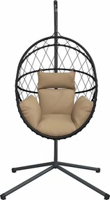 vidaXL Πολυθρόνα Egg Κρεμαστή με Βάση Taupe Συνθ. Ρατάν / Ατσάλι