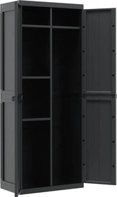 vidaXL Ντουλάπι Αποθ. Εξ. Χώρου Μαύρο 65x37x165εκ. Πολυπροπυλένιο