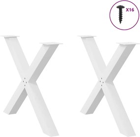 vidaXL Πόδια Τραπεζαρίας σε Σχήμα Χ, 2 τεμ. Λευκά 90x(72-73) εκ. Ατσάλι