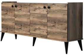 Μπουφές Lidya 566BMS2601 182x41x82,5cm Marble Effect Black-Walnut Particle Board, Melamine