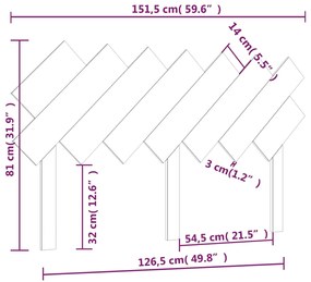 vidaXL Κεφαλάρι Κρεβατιού Μελί 151,5x3x81 εκ. από Μασίφ Ξύλο Πεύκου