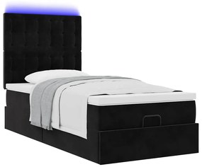 Οθωμανικό κρεβάτι με στρώματα &amp; LEDs Μαύρο 80x200cm Velvet 3314428
