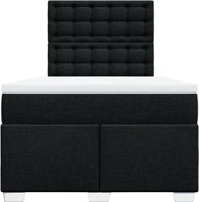 vidaXL Κρεβάτι Boxspring με Στρώμα Μαύρο 120x190 εκ. Υφασμάτινο