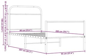 Πλαίσιο Κρεβατιού Χωρ. Στρώμα Καφέ Δρυς 90x200 εκ Επεξ. Ξύλο - Καφέ