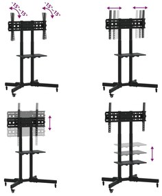 Βάση Τηλεόρασης με Τροχούς 32-70Ιν. Max VESA 600x400χιλ. 50κ. - Μαύρο