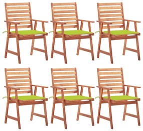 Καρέκλες Τραπεζαρίας Εξ. Χώρου 6 τεμ. Ξύλο Ακακίας με Μαξιλάρια - Πράσινο