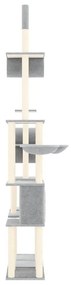 Γατόδεντρο Aνοιχτό Γκρι 279 εκ. με Στύλους Ξυσίματος από Σιζάλ - Γκρι