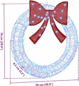 vidaXL Στεφάνι με 60 LED Μπλε 76 x 76 x 8,5 εκ Ακρυλικό