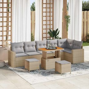 vidaXL Σετ Καναπέ Κήπου 9 pcs Μπεζ συνθετικό ρατάν