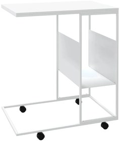 Βοηθητικό Τραπέζι με Ρόδες Λευκό 55x36x63,5 εκ. Επεξεργ. Ξύλο - Λευκό