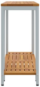 vidaXL Εξωτερικό Τραπέζι Φυσικό & Γκρι 35x110x75 εκ. Μασίφ Ξύλο και Ατσάλι