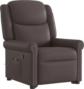 vidaXL Μόνιμη πολυθρόνα μασάζ Shiny Brown Faux Leather