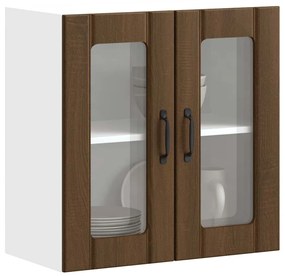 ντουλάπι τοίχου κουζίνας με γυάλινη πόρτα "Lucca" Καφέ δρυς