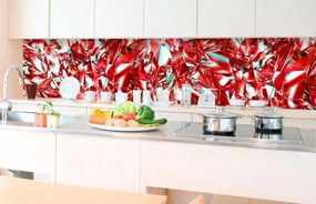 Αυτοκόλλητη φωτοταπετσαρία κουζίνας κόκκινο κρύσταλλο - 180x60