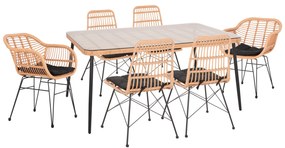 ΣΕΤ 7ΤΜΧ ALLEGRA WICKER ΜΕ ΤΡΑΠΕΖΙ 160X90X78Υ ΜΠΕΖ & ΜΑΥΡΟ ΧΡΩΜΑ HM10495