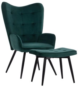 armchair CRAWLEY, footstool, cypress green velvet