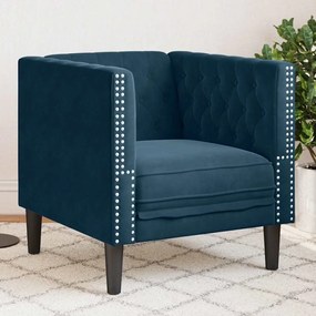 vidaXL Πολυθρόνα Chesterfield Μπλε Βελούδινη